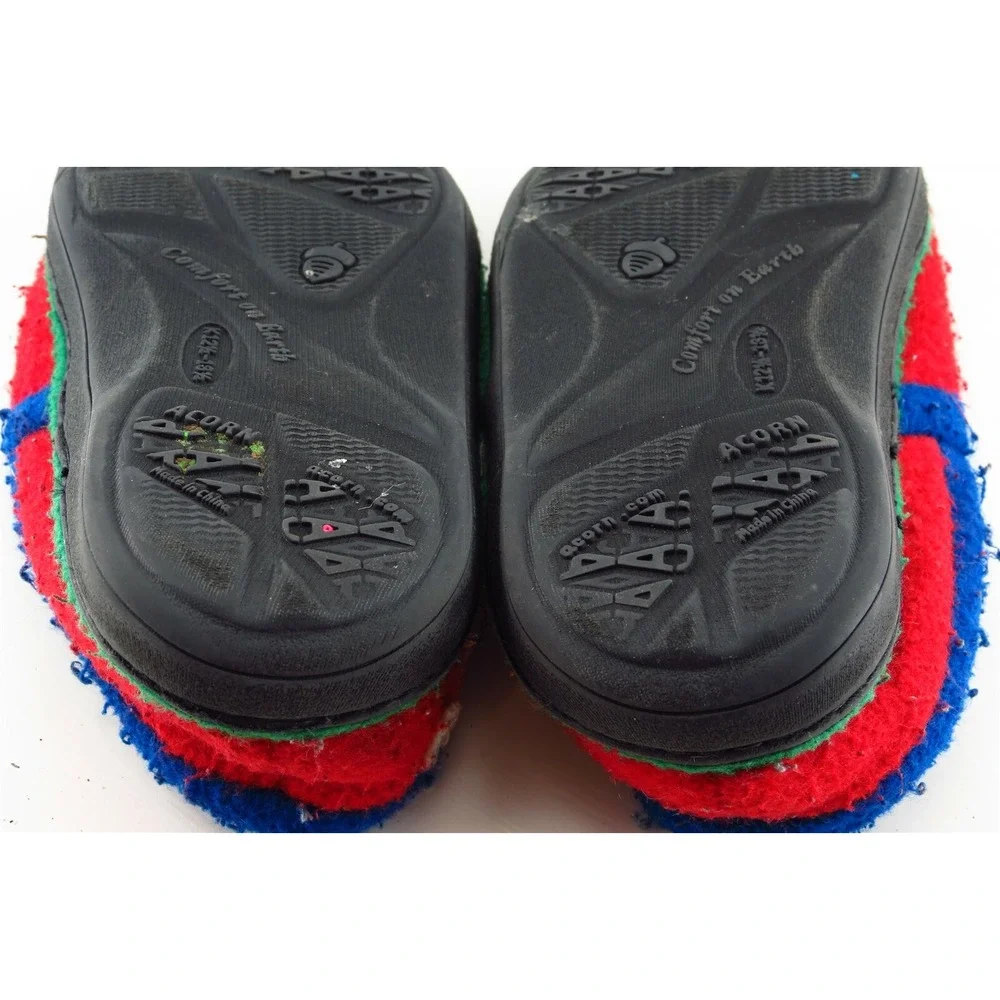 Acorn Toddler Boys Casual Shoes Size 12.5-13.5 Red Fabric Slip On‎ Slippers